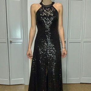 Sparkly, black dress.